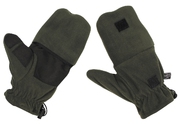 Flísové rukavice 3v1 - palčáky, bezprsté a prstové rukavice, olivové M
