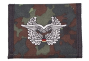 Textilní peněženka na suchý zip, flecktarn, se znakem