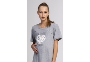 Dámská noční košile mateřská Srdce z kopretin šedá XL