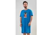 Pánská noční košile s krátkým rukávem Bulldog modrá XL