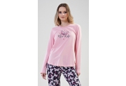 Dámské pyžamo dlouhé Motýlci světle růžová XL