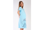 Dámská noční košile mateřská Méďa s kytkou světle modrá XL