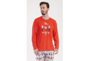 Pánské pyžamo dlouhé Santa červená L