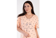 Dámská noční košile s krátkým rukávem Kočky meruňková 3XL